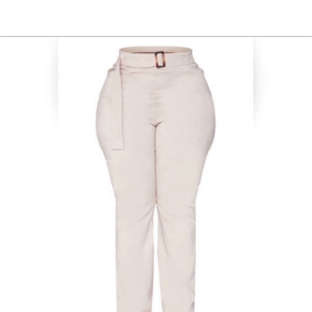 Pretty Little Thing Plus Belted Stretch Flare Leg Pants - Picture 5 of 7